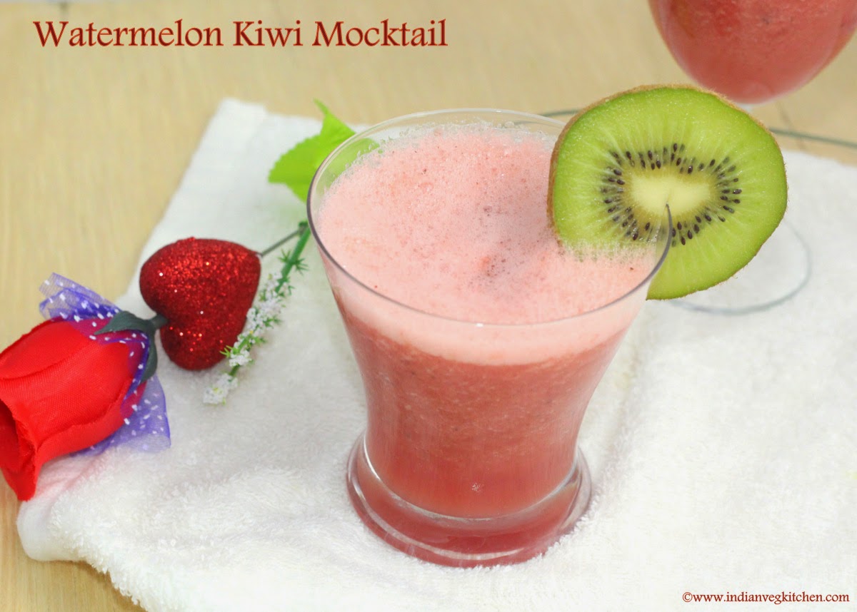 IndianVegKitchen Watermelon Kiwi Mocktail Summer Special Cooler