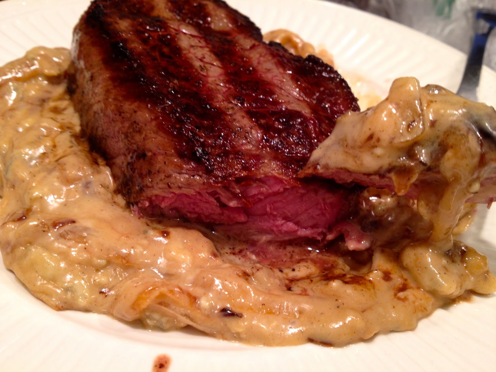 Call Me Mrs. Rapp Steak with OnionBlue Cheese Sauce