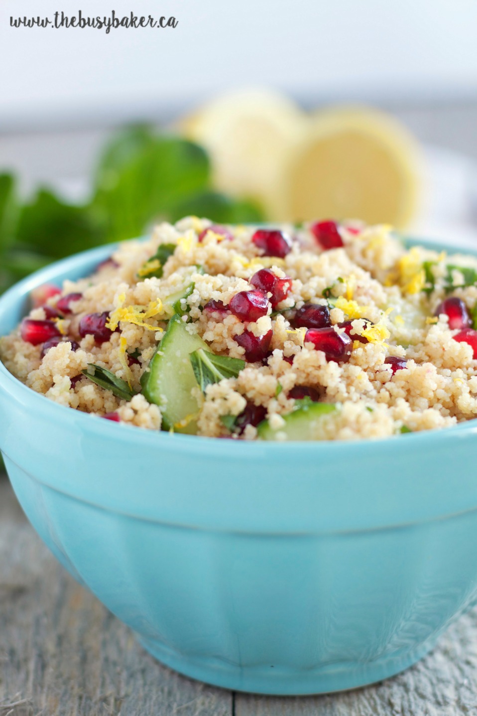 Pomegranate and Lemon Couscous Salad with Mint FoodieMamas The Busy