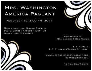 Mrs. Washington Pageant Saturday, November 19th