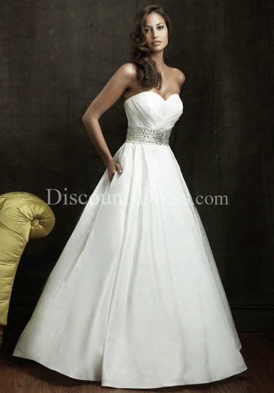 A-Line Strapless Floor Length Attached Angel Satin Beading/ Lace Wedding Dress