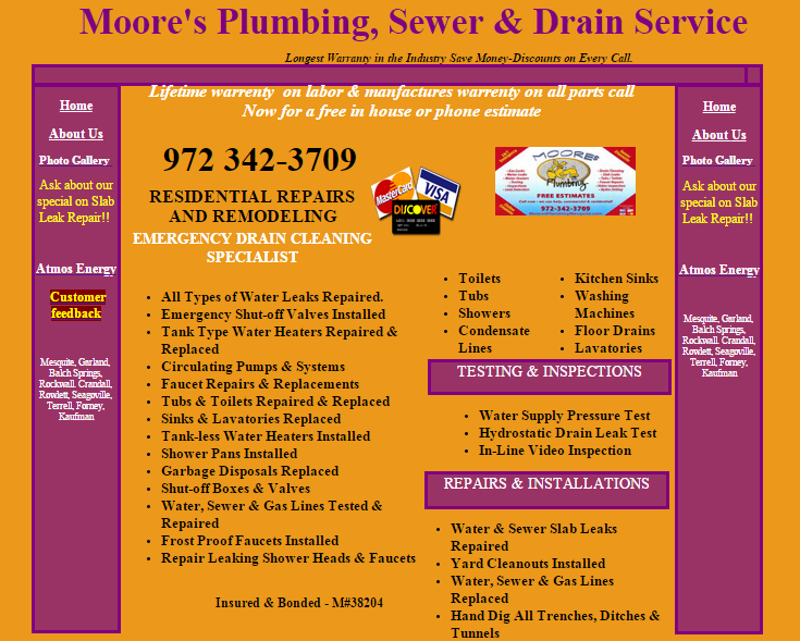 Moore's Plumbing, Sewer & Drain Services