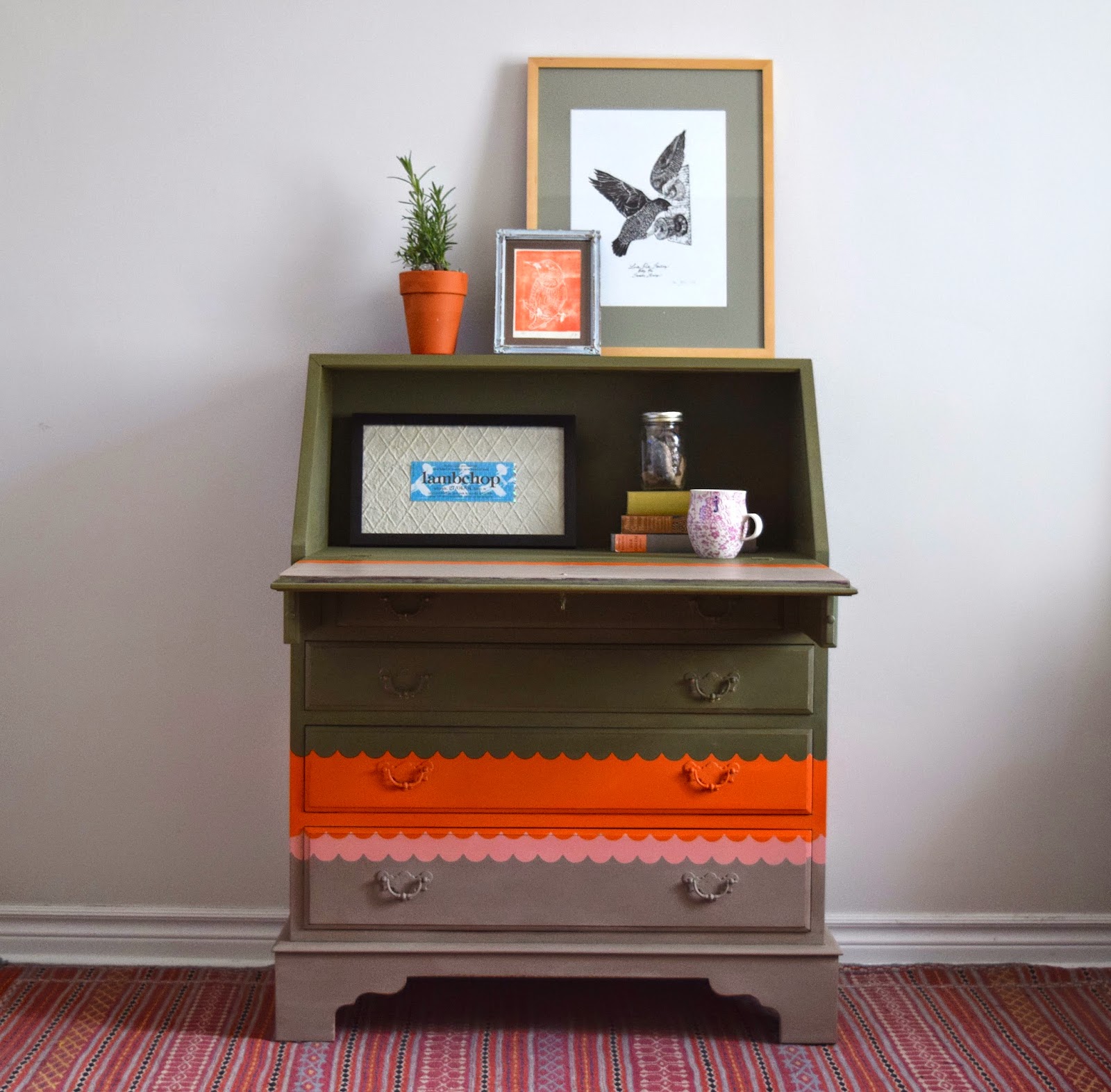 Poppyseed Creative Living Multi Coloured Secretary Desk Painted with
