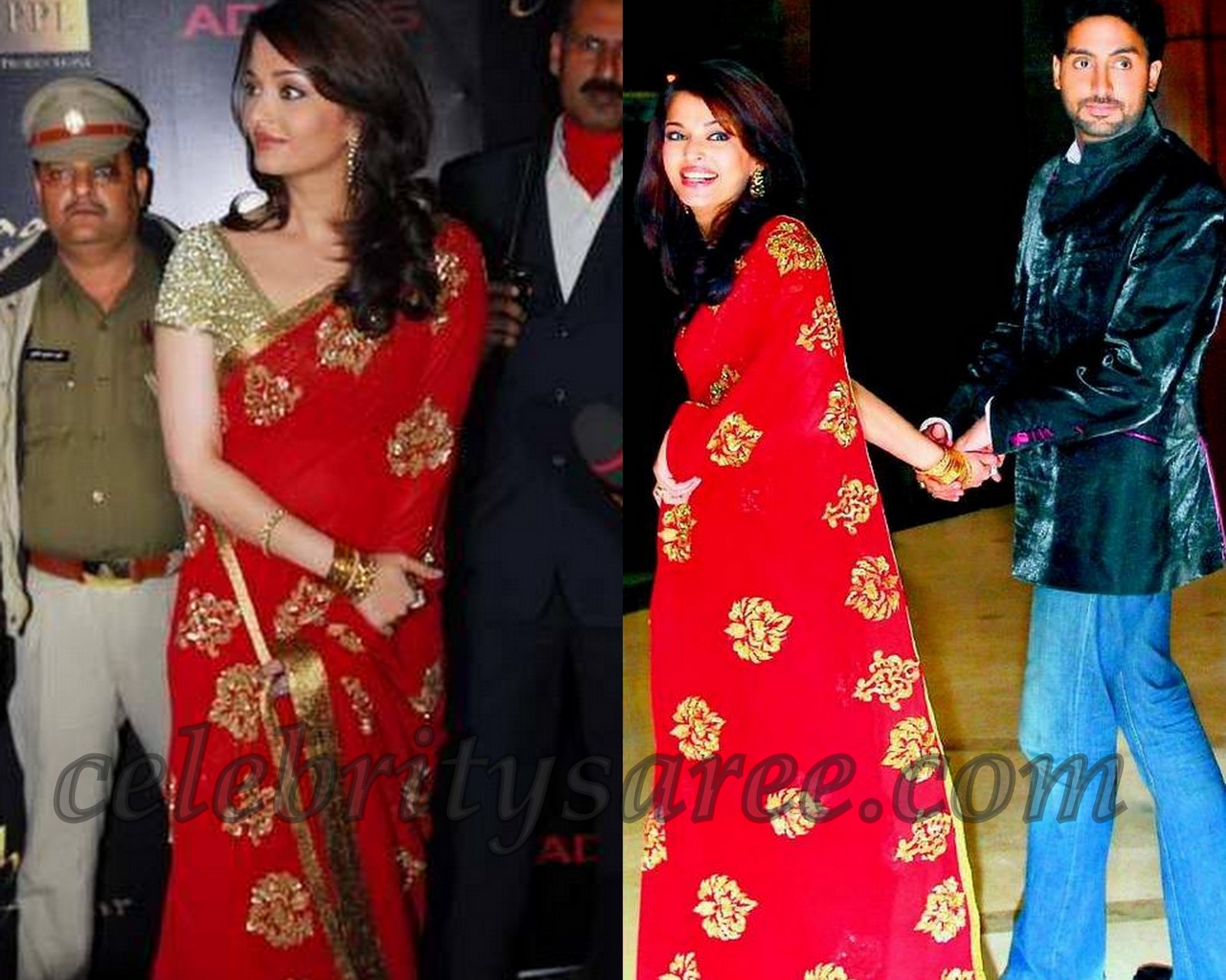 red saree with designer blouse