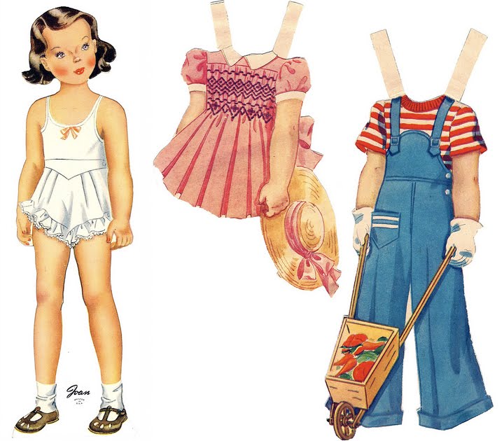 Boneca de papel feminina no estilo dos anos 40-50 em roupa interior