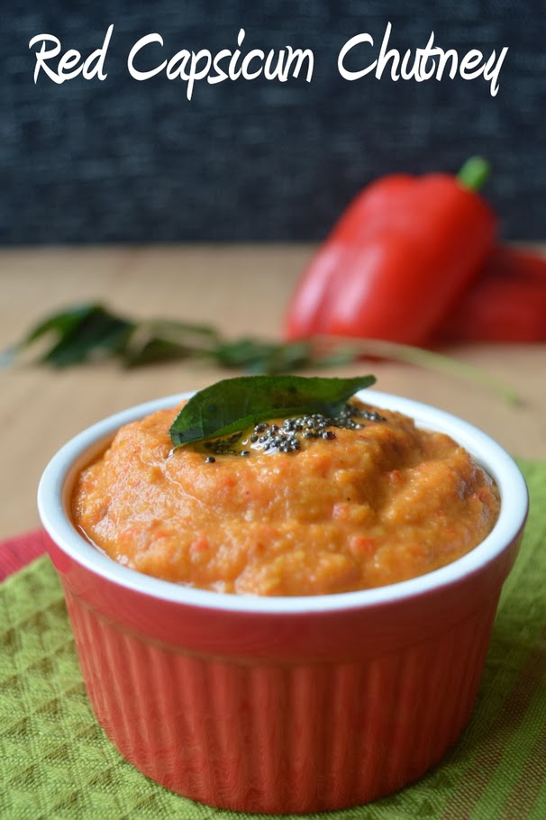 Palakkad Chamayal Red Capsicum/Bell Pepper Chutney Easy Side Dish