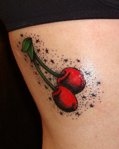 When men get cherry tattoos they usually represent past flames and lovers