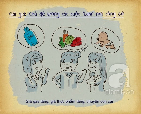 Tranh biếm họa: 5 điểm khác biệt giữa 'gái già' và 'gái trẻ' công sở