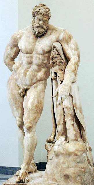 The Farnese Hercules - height 3.15 m, orginal attributed to Greek sculptor Lysippos, Roman copy