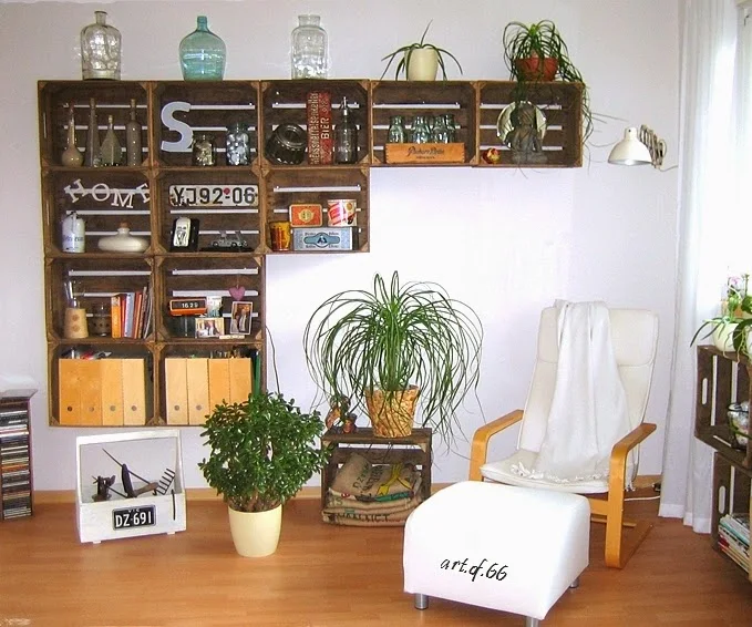 Create crate wall shelves for extra storage! By Art of 66 featured on ILoveThatJunk.com