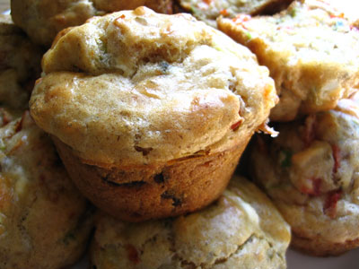 Roasted Red Pepper and Goat Cheese Muffins
