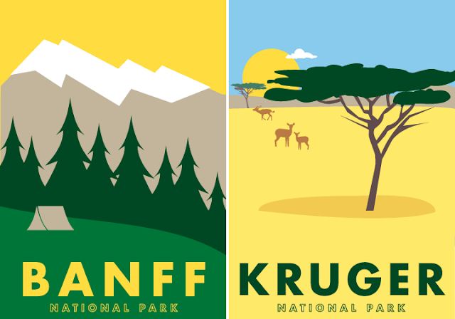 Banff National Park and Kruger National Park