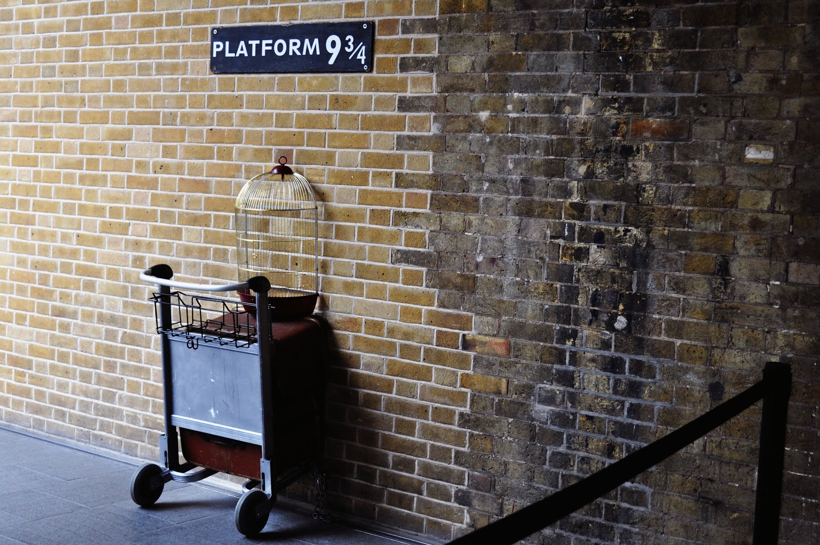 Harry Potter's Platform 9 3/4 at Kings Cross Station. 