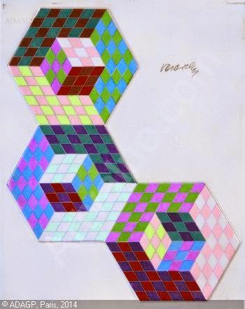 Győző Vásárhelyi - Plaque en céramique Hexa-3 réalisé par la manufacture Zsolnay pour les Chemins de fer de l'Etat Hongrois. Győző Vásárhelyi - Plaque en céramique Hexa-3 réalisé par la manufacture Zsolnay pour les Chemins de fer de l'Etat Hongrois.
