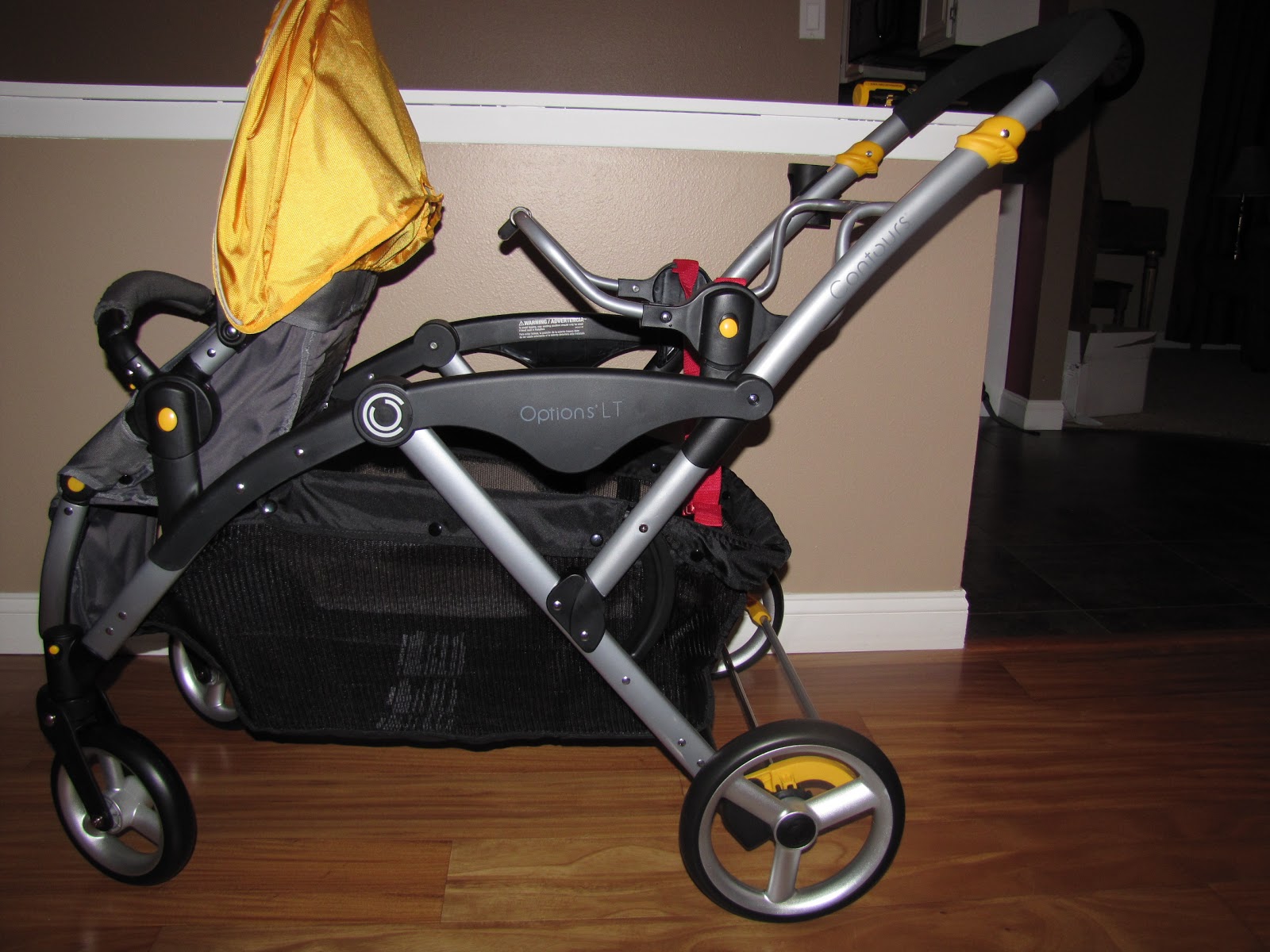 options lt double stroller yellow