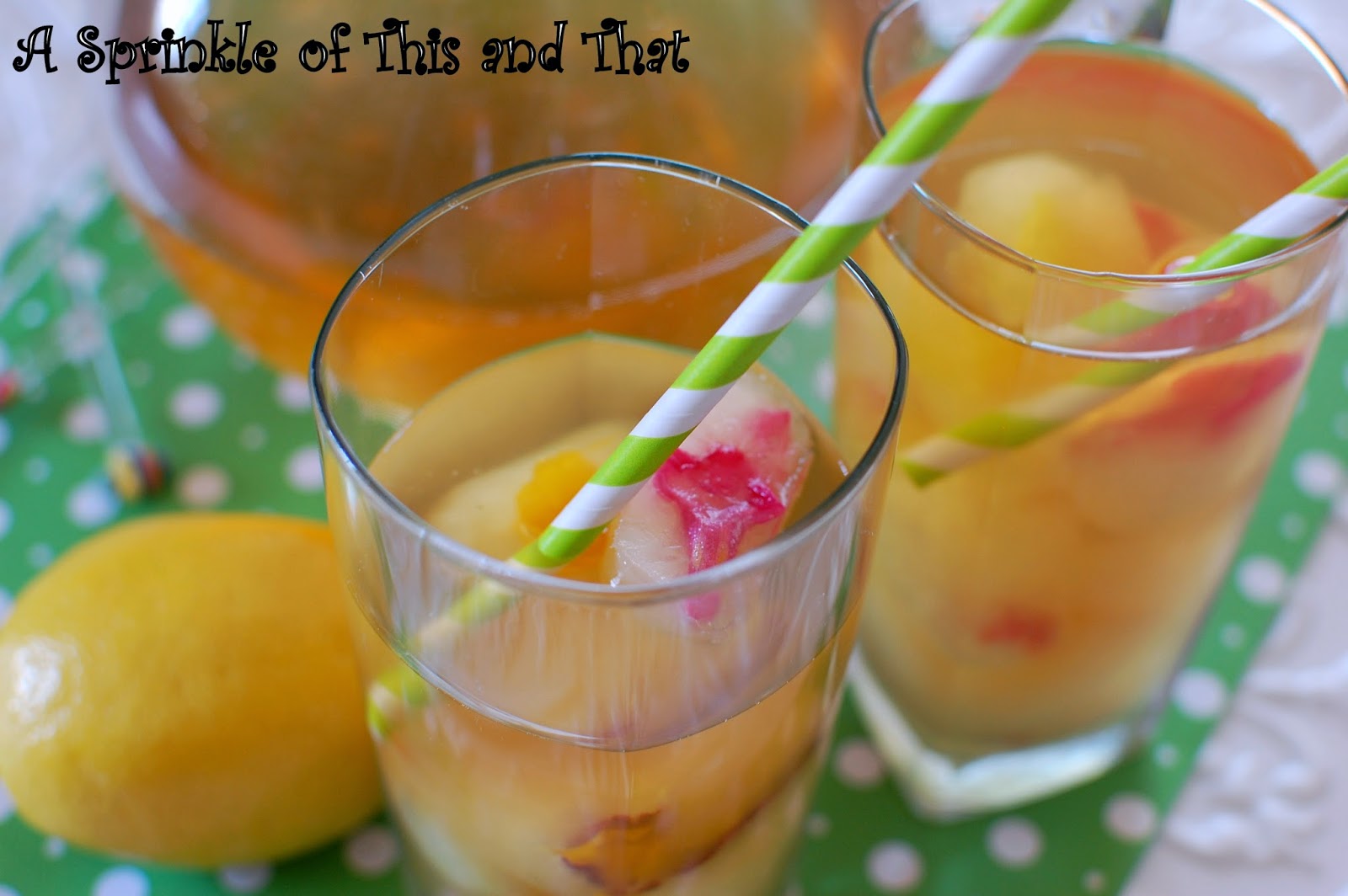 A Sprinkle of This and That Lemon Ginger Iced Tea with Flower Ice Cubes