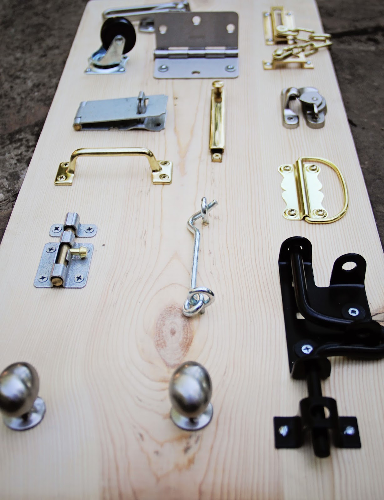 Running from the Law DIY Lock and Hinge Board for Toddlers