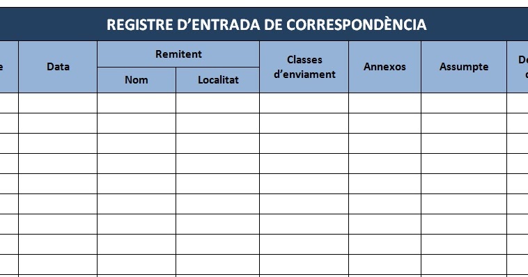 Registre de l'entrada i sortida de correspondència