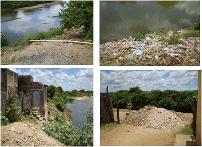 Fotos da margens do Rio Salgado, zona urbana, em 2008. Fonte: Acervo do Professor Anselmo.