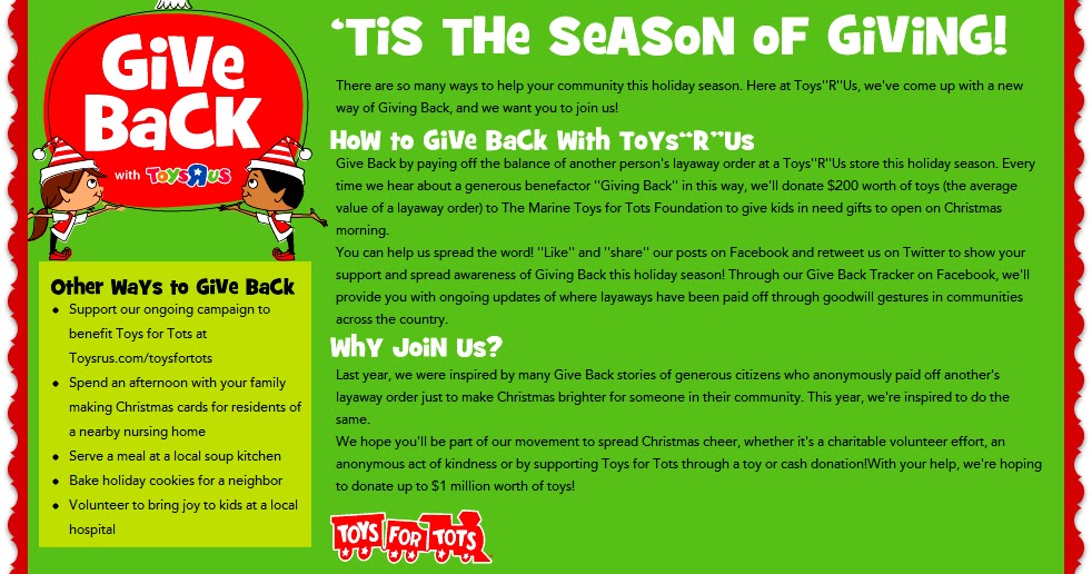 Toys"R"Us® Extends Free Layaway Offer, Will Pay It Forward When Layaway