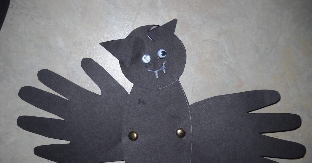 Preschool Crafts for Kids*: Easy Hand Print Halloween Bat Craft