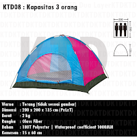 KTD08 krey tenda dome kapasitas 3 orang 1 layer
