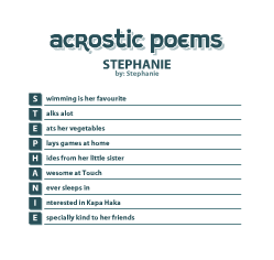 Stephanie St Pius X Catholic School Acrostic Poem