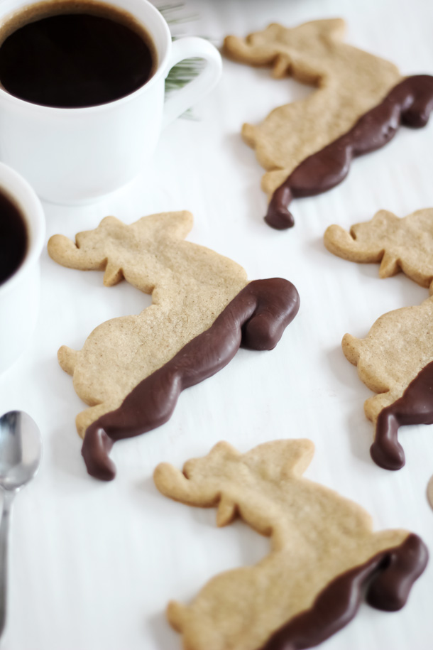 Muddy Reindeer Cookies (Chocolate-Dipped Gingerbread)