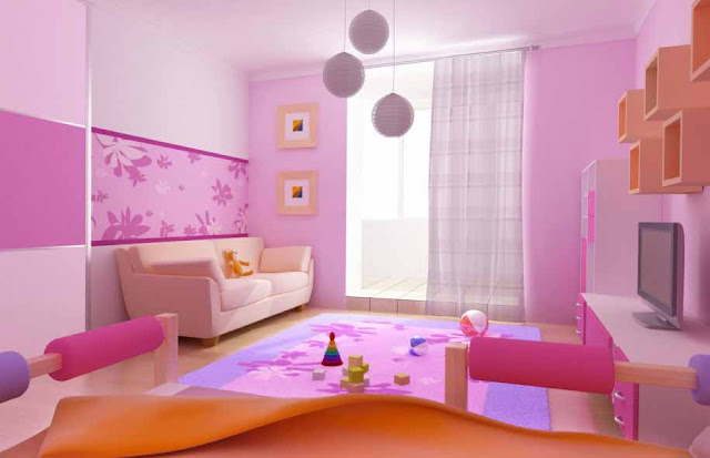 Kamar Tidur Anak Warna Pink Minimalis