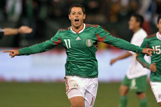 Chicharito Hernandez happy after scoring a goal