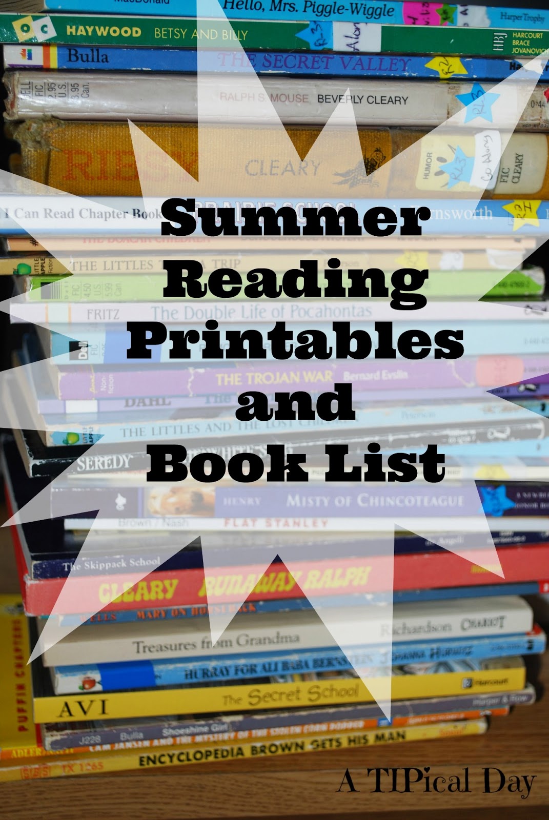 summer reading printables and book list a tipical day book it program printables