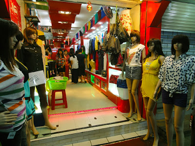 fashion shop at Theingyi Zay at night