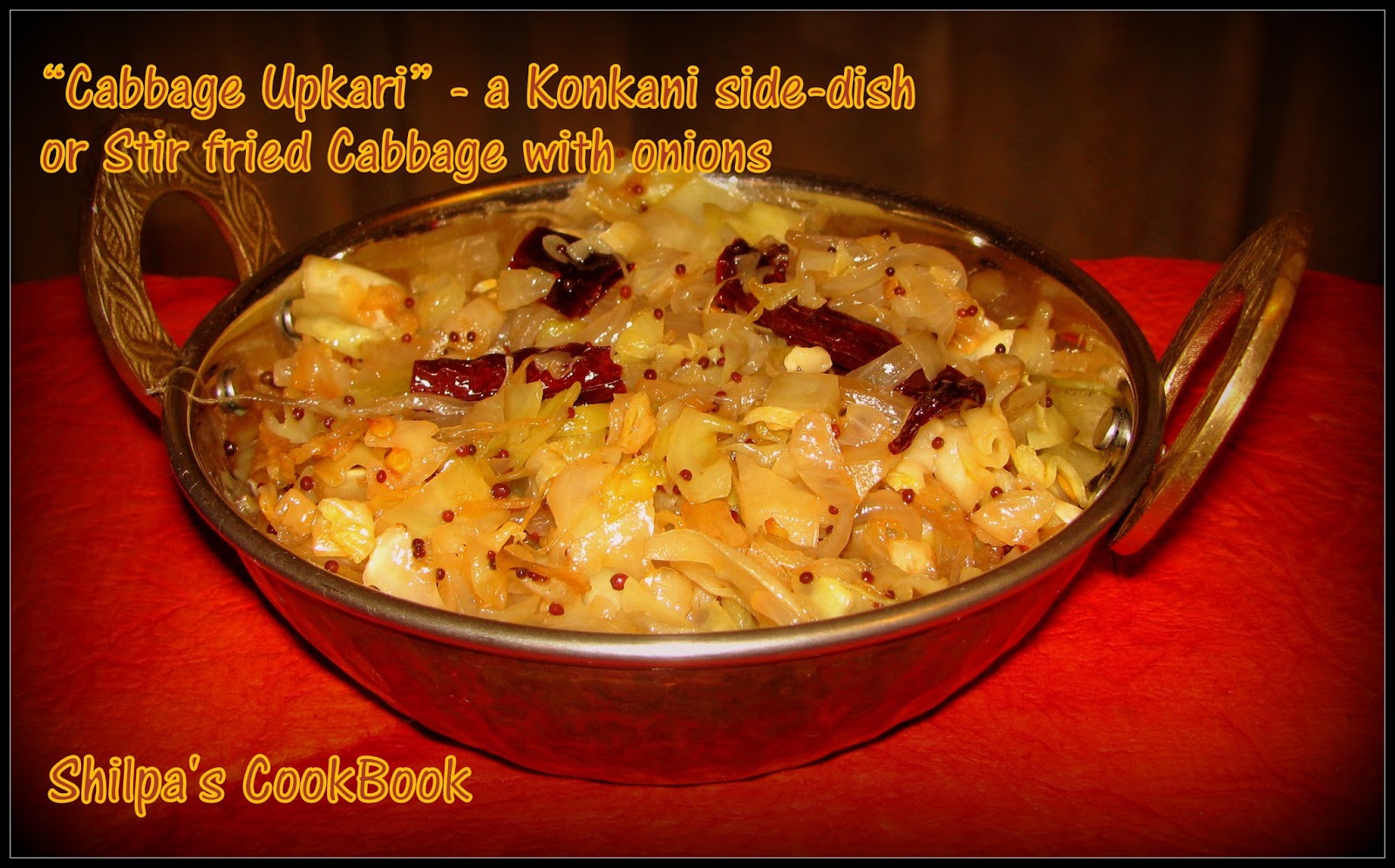 Cook Book "Cabbage Upkari" A Konkani sidedish