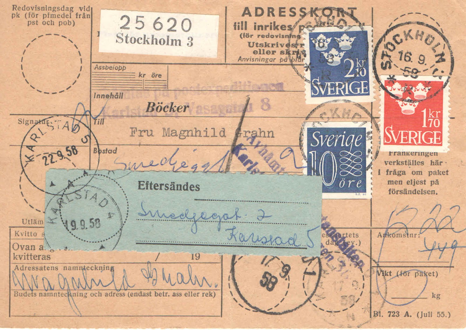 Swedish Definitive Stamps 1937 to 1973 Address known