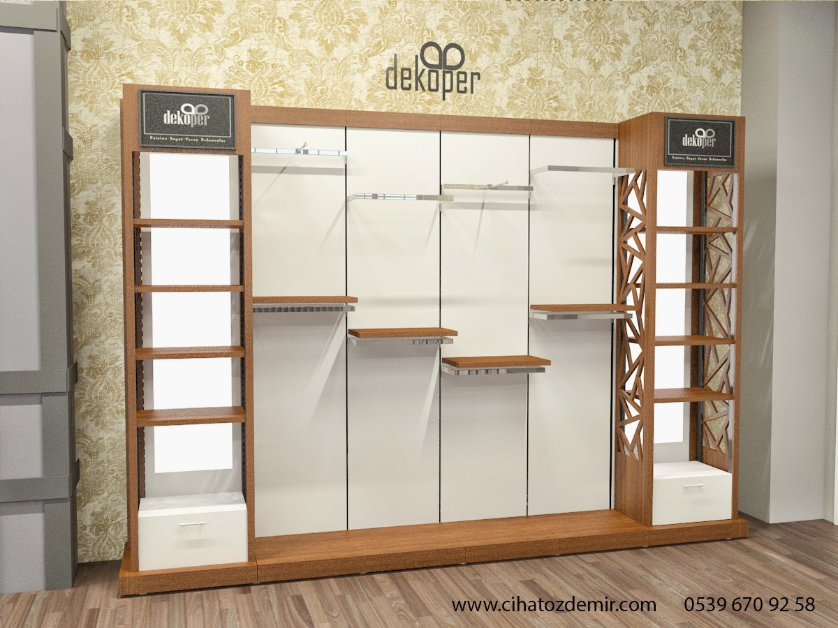 3d mimari çizim raf sistemleriduvar raf sistemimagazaahsap raf