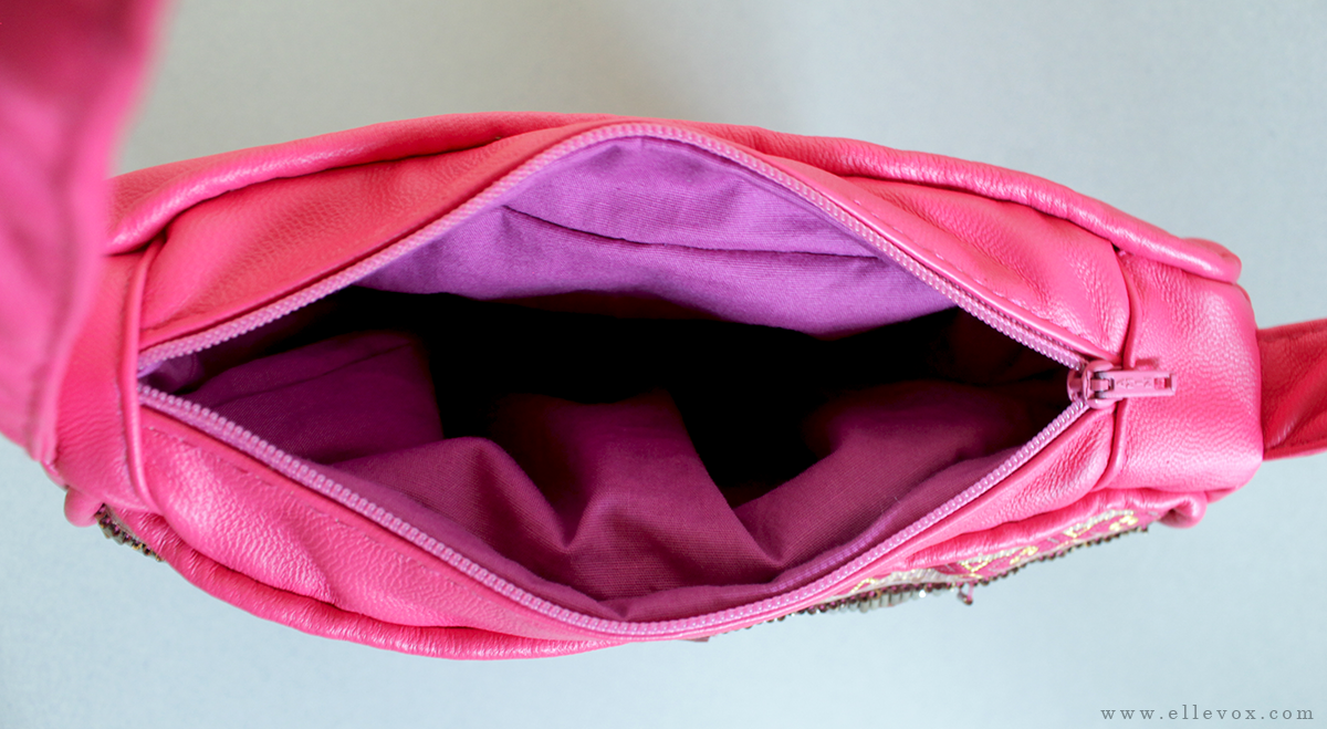pink handmade shoulder bag