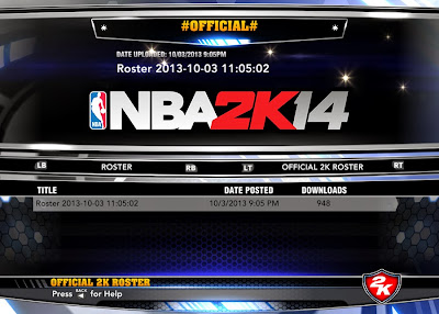NBA 2K14 Official Roster Update - October 3, 2013 NBA 2K14 Roster Update (10-3-2013)