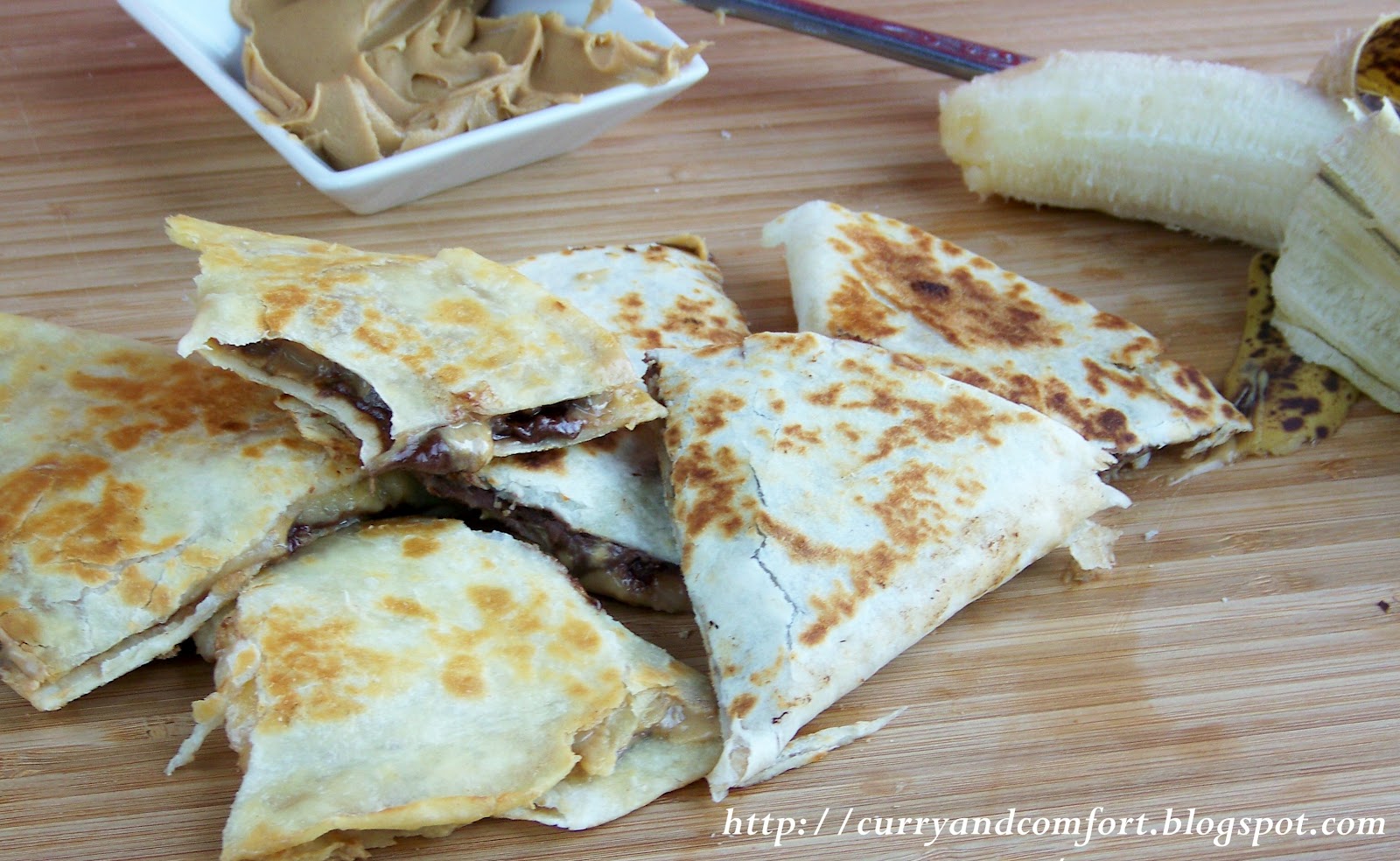Kitchen Simmer Nutella, Banana and Peanut Butter Quesadillas