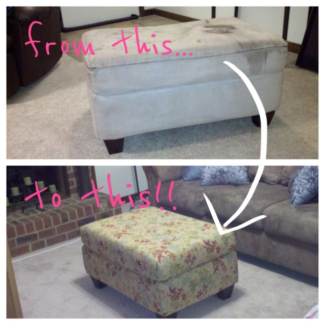 The Bargain Beauty Design on a dime Reupholstering an old ottoman