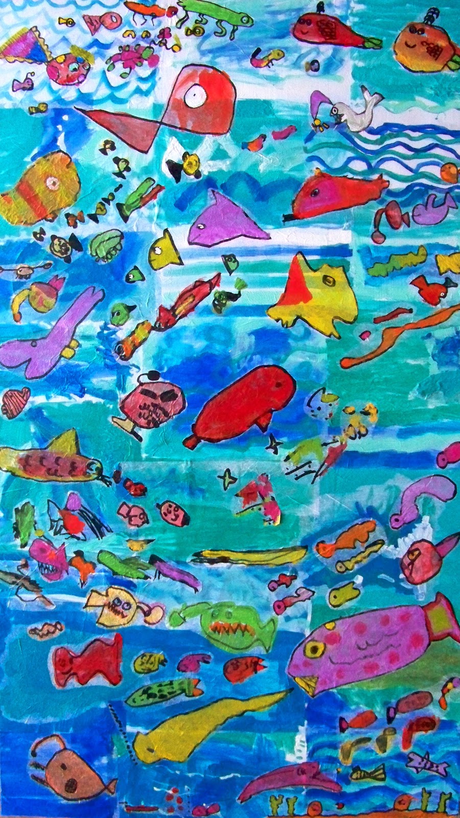 candice ashment art: A swarm of Sea Creatures! -tissue paper & paint  tutorial