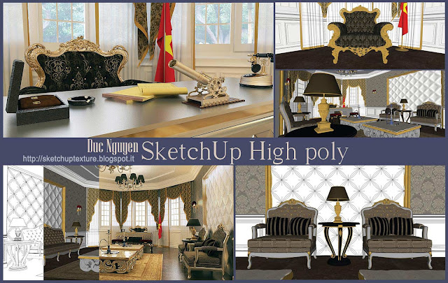 free sketchup model - vray setting - luxury room - cover