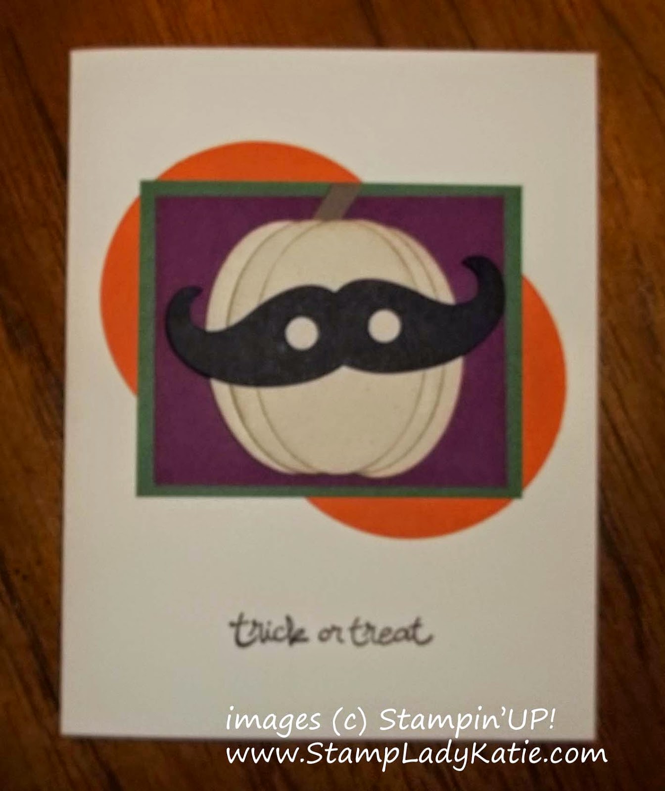 Halloween Card made with Stampin'UP!'s Mustache Die used as a mask
