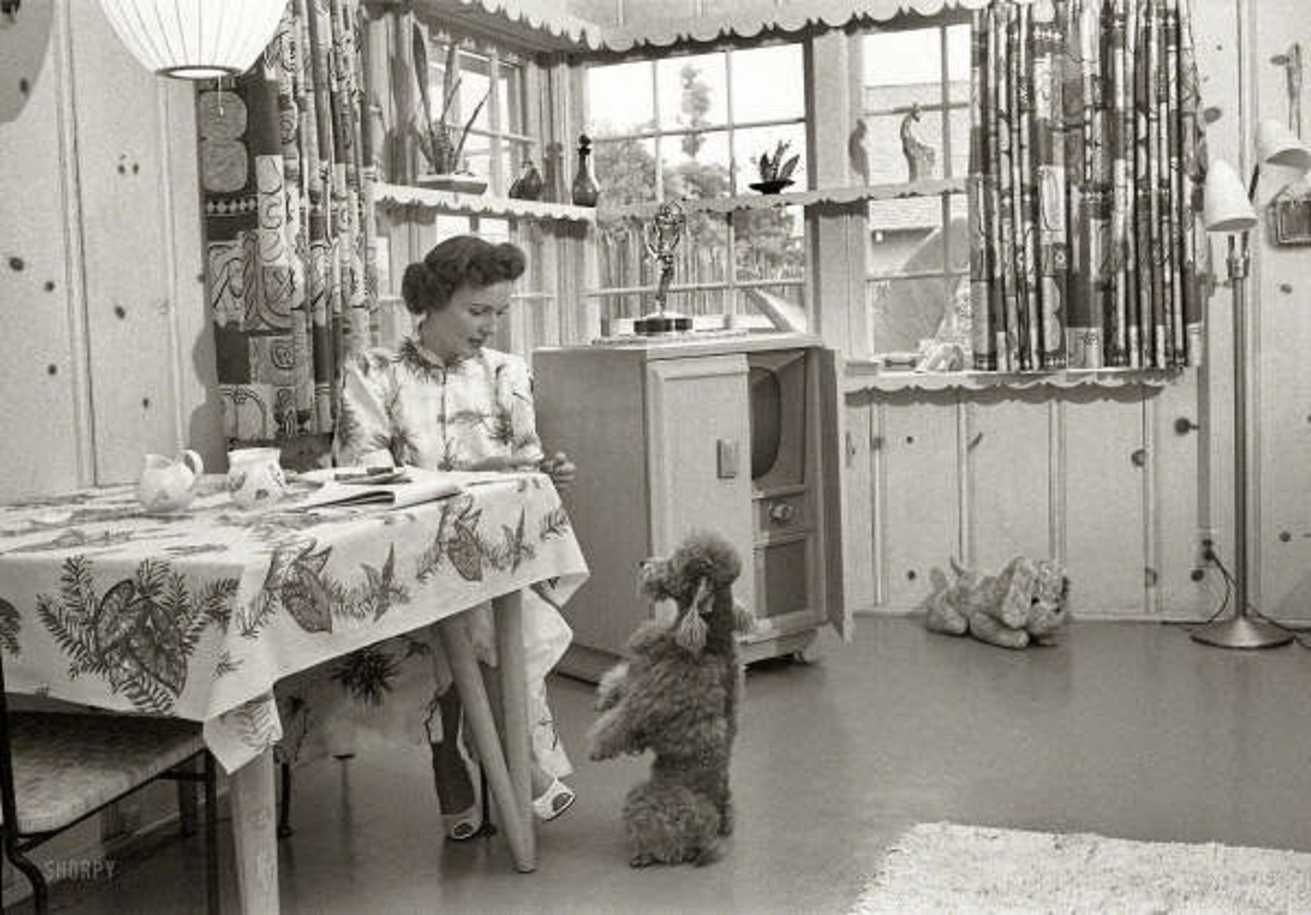 Betty White at home with her dog in 1952.