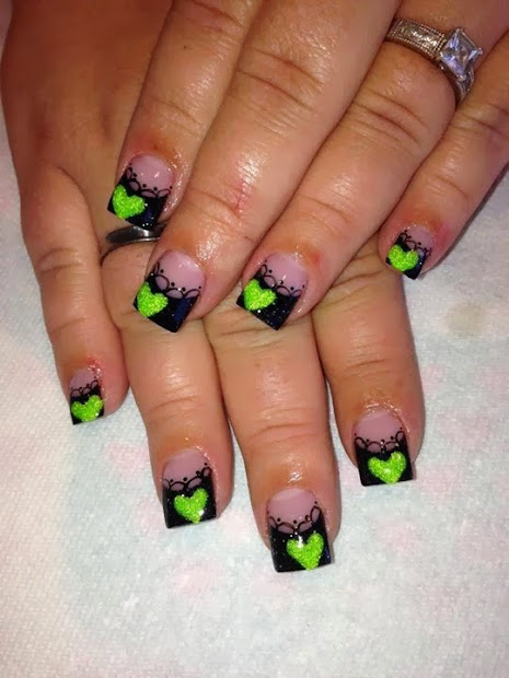 acrylic hand painted nail design