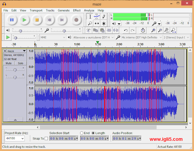 حمل برنامج   Audacity فصل الموسيقى عن الصوت وطريقة إزالة ضجيج الصوت 11-16-2013+10-50-56+PM