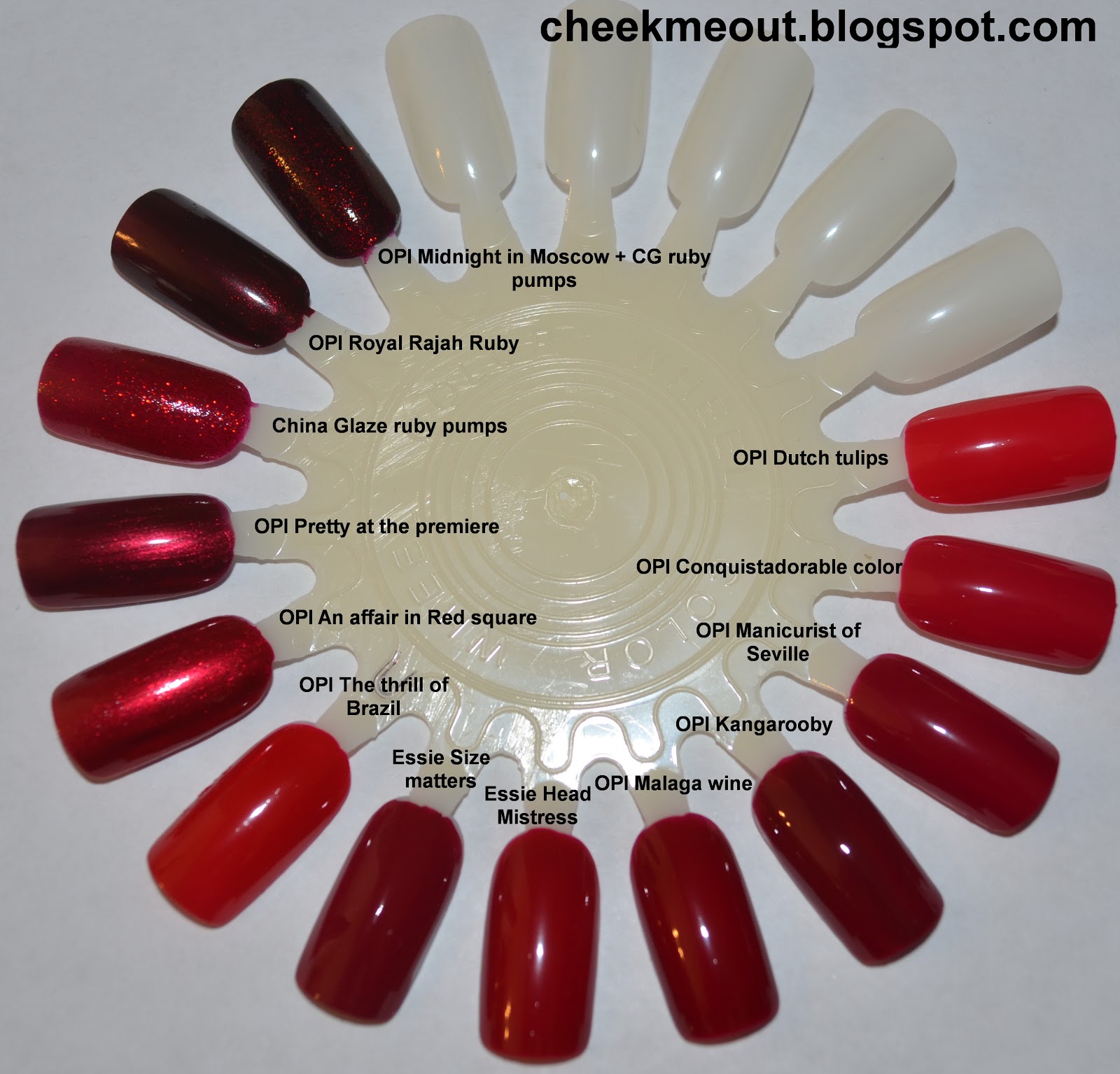 Nail polish comparison Reds and Burgundies My Beauty Galleria