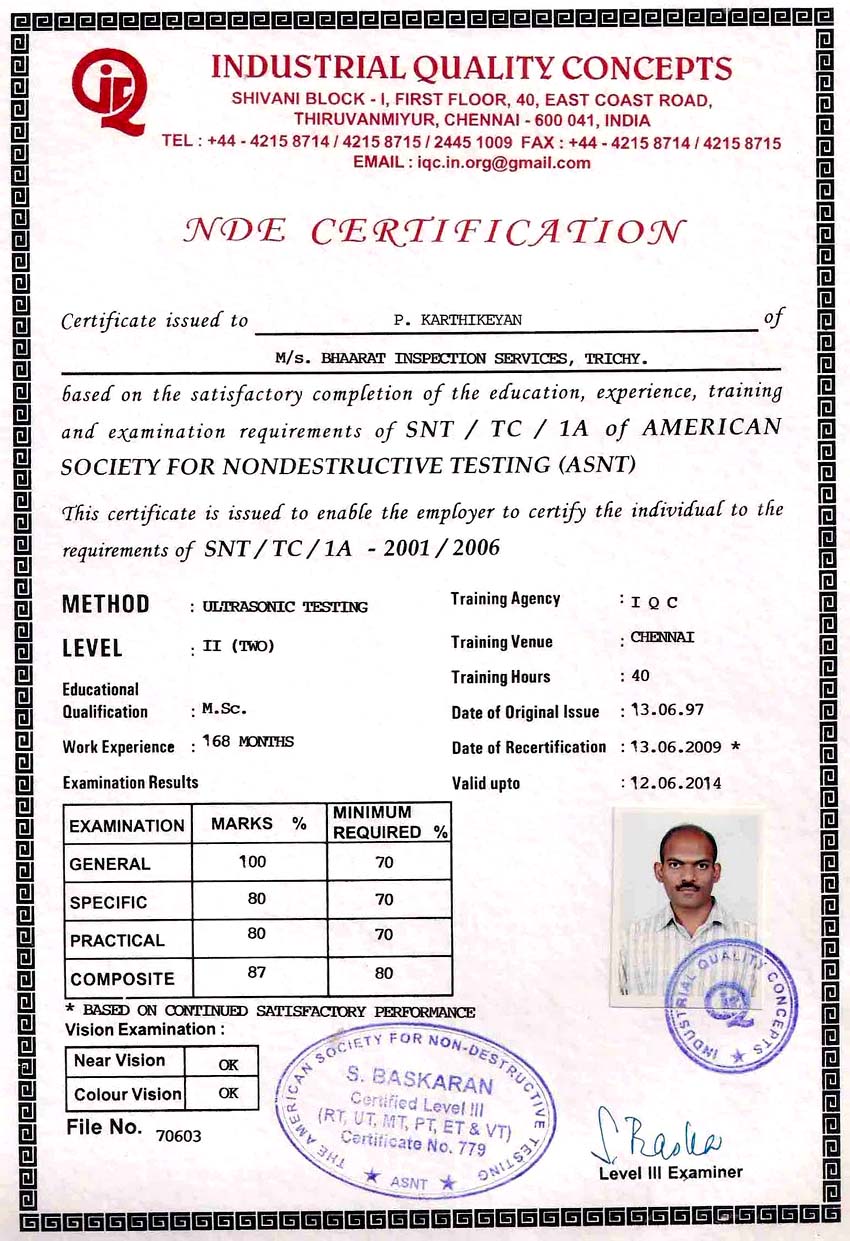 Karthikeyan.P b) Ultrasonic Testing (UT) Level 2
