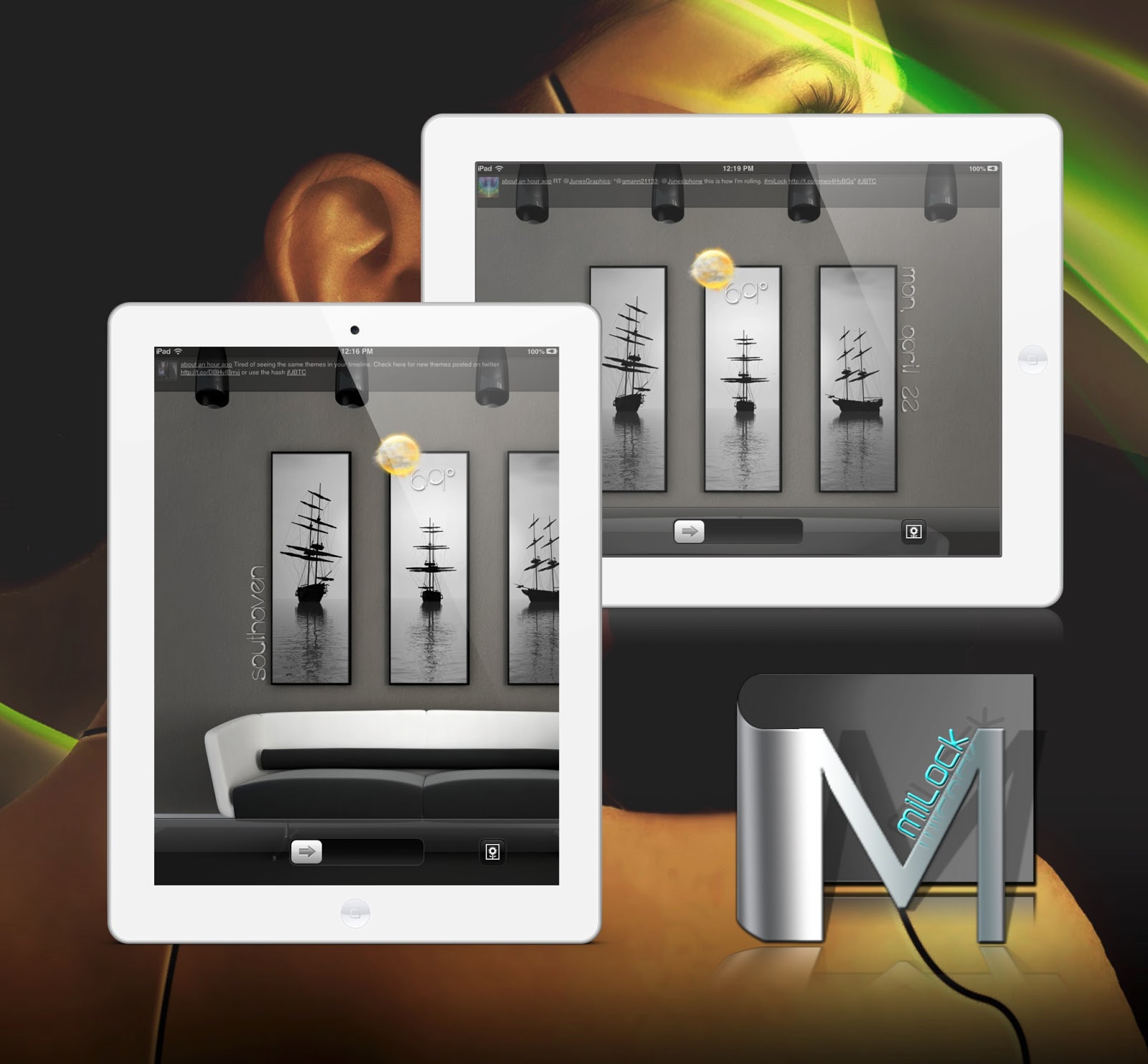 iPad Lockscreen miLock Clock