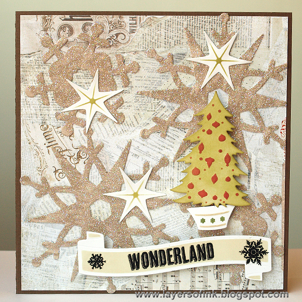 Layers of ink - Glittery Snowflake Card