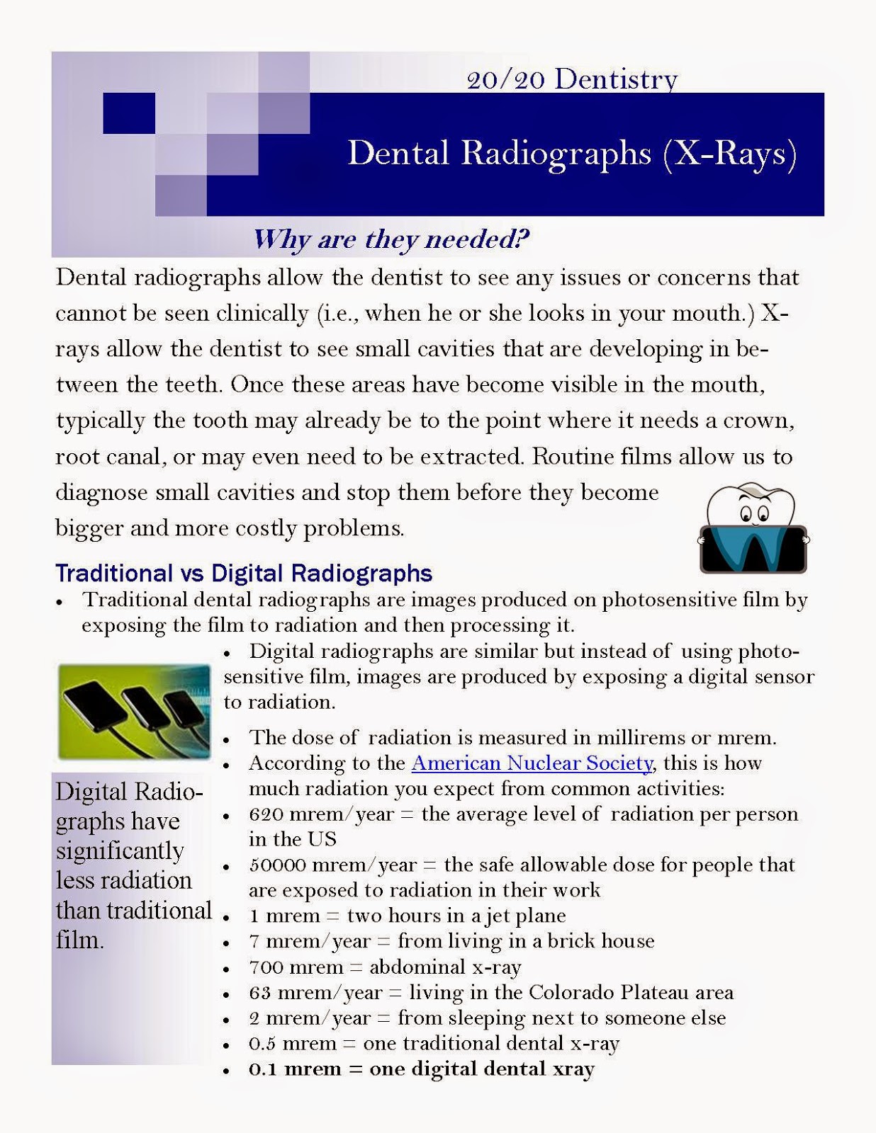 Dental Dialogue Radiation Exposure from Dental Xrays